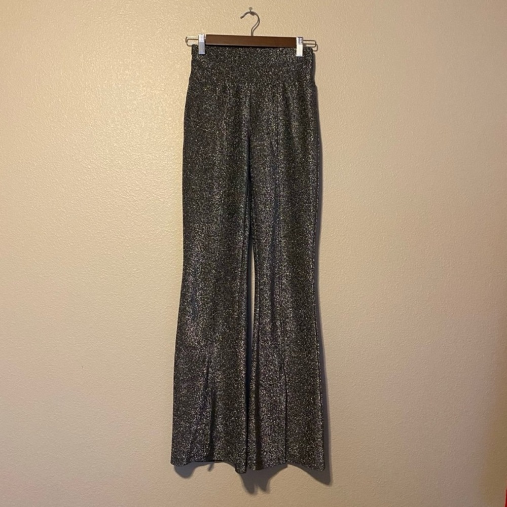 Madden NYC Grey Sparkle Flare Pants